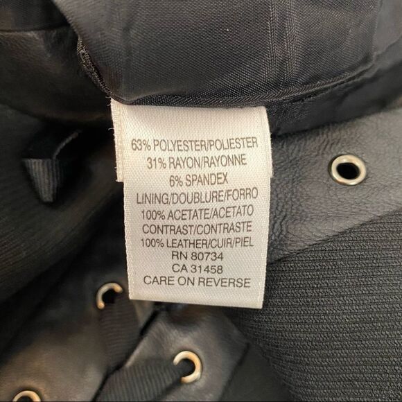 BCBGMaxAzria Leather Trimmed Black Lace Up Skirt - Picture 6 of 8